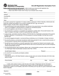 Document preview: DOT Form 900-044 Aircraft Registration Exemption Form - Washington
