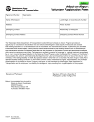 Document preview: DOT Form 900-055 Adopt-An-airport Volunteer Registration Form - Washington