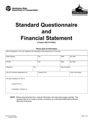 Document preview: DOT Form 670-079 Standard Questionnaire and Financial Statement - Washington