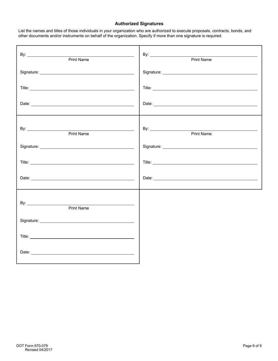 DOT Form 670-079 Standard Questionnaire and Financial Statement - Washington, Page 6