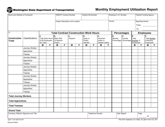 Document preview: DOT Form 820-010 Monthly Employment Utilization Report - Washington