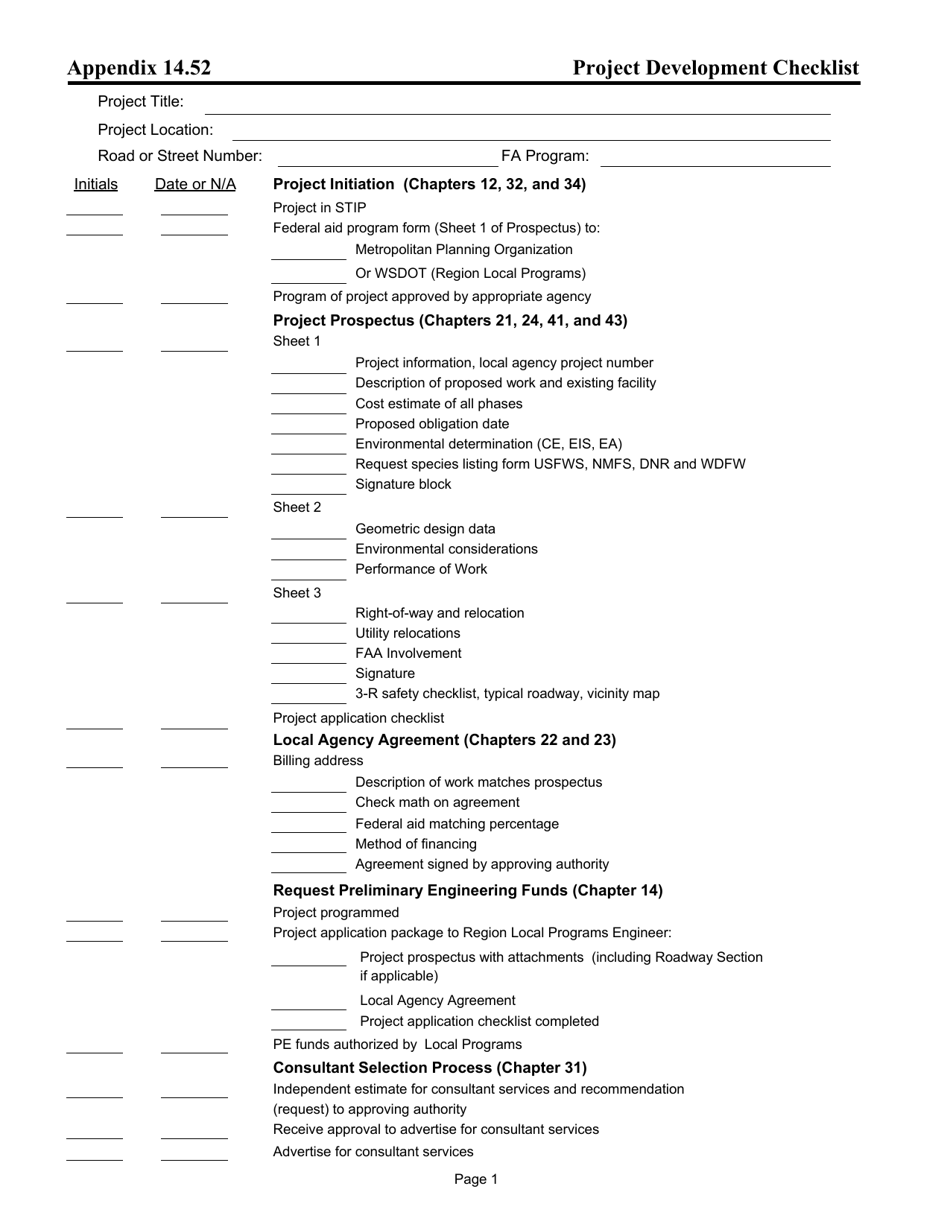 Washington Project Development Checklist - Fill Out, Sign Online and ...