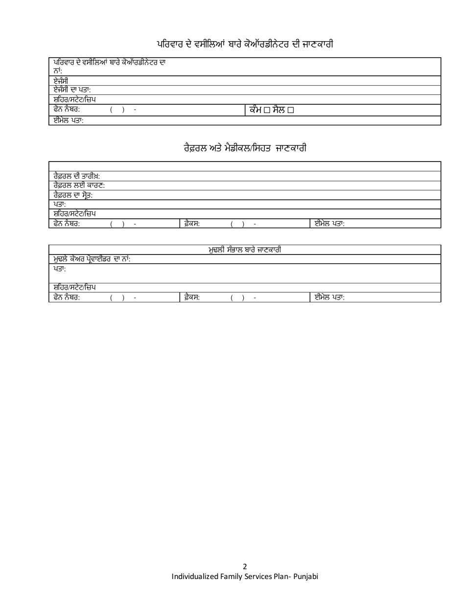 DCYF Form 15-055 Individualized Family Service Plan (Ifsp) - Washington (Punjabi), Page 2