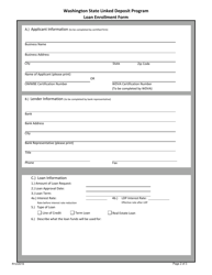 Loan Enrollment Form - Washington State Linked Deposit Program - Washington, Page 2