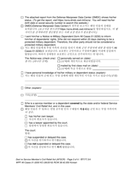 Form All Cases01.0200 Declaration Re: Service Members Civil Relief Act - Washington (English/Korean), Page 3