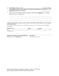 Form All Cases01.0200 Declaration Re: Service Members Civil Relief Act - Washington (English/Korean), Page 4