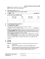 Form FL All Family150 Restraining Order - Washington (English/Korean), Page 2