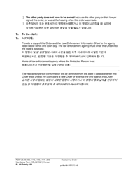 Form FL All Family150 Restraining Order - Washington (English/Korean), Page 8