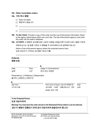 Form FL Divorce222 Immediate Restraining Order (Ex Parte) and Hearing Notice - Washington (English/Korean), Page 8