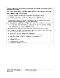 Form FL Divorce222 Immediate Restraining Order (Ex Parte) and Hearing Notice - Washington (English/Korean), Page 9