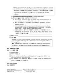 Form FL Parentage331 Petition for a Parenting Plan, Residential Schedule and/or Child Support - Washington (English/Korean), Page 17