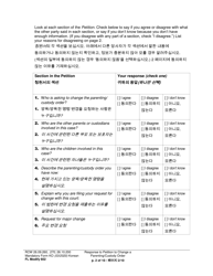 Form FL Modify602 Response to Petition to Change a Parenting Plan, Residential Schedule or Custody Order - Washington (English/Korean), Page 2
