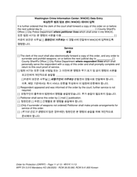 Form WPF DV3.015 Order for Protection - Washington (English/Korean), Page 11