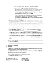 Form FL Modify601 Petition to Change a Parenting Plan, Residential Schedule or Custody Order - Washington (English/Korean), Page 20