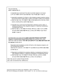 Form SA2.015 Temporary Sexual Assault Protection Order and Notice of Hearing - Washington (English/Korean), Page 4