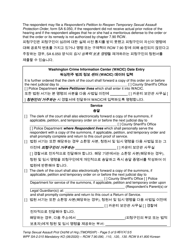 Form SA2.015 Temporary Sexual Assault Protection Order and Notice of Hearing - Washington (English/Korean), Page 5