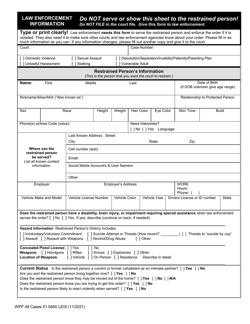 Form WPF All Cases01 0400 Fill Out Sign Online And Download Printable PDF Washington