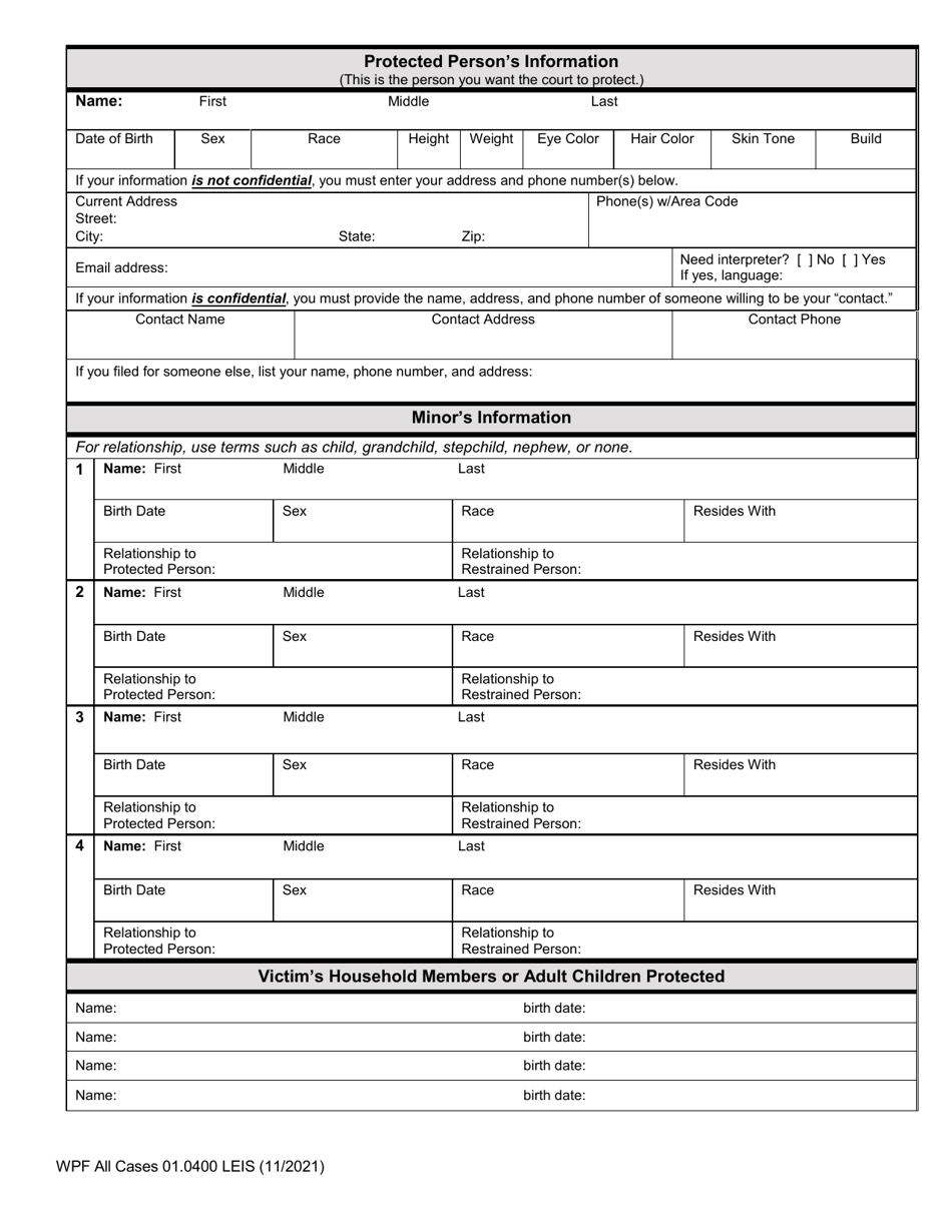 Form WPF All Cases01.0400 Law Enforcement Information Sheet - Washington, Page 2