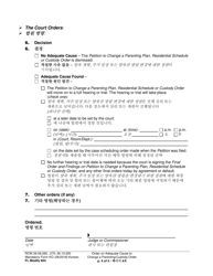 Form FL Modify604 Order on Adequate Cause to Change a Parenting/Custody Order - Washington (English/Korean), Page 4