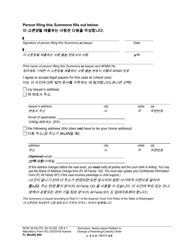 Form FL Modify600 Summons: Notice About Petition to Change a Parenting Plan, Residential Schedule or Custody Order - Washington (English/Korean), Page 4