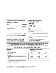 Document preview: Form WPF VA-3.015 Order for Protection - Vulnerable Adult - Washington (English/Korean)