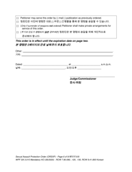 Form SA3.015 Sexual Assault Protection Order - Washington (English/Korean), Page 8
