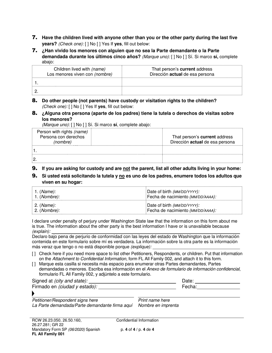Form FL All Family001 Confidential Information (Cif) - Washington (English / Spanish), Page 4