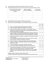 Form FL All Family139 Information for Temporary Parenting Plan - Washington (English/Spanish), Page 2
