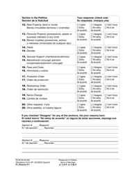 Form FL Divorce211 Response to Petition About a Marriage - Washington (English/Spanish), Page 3