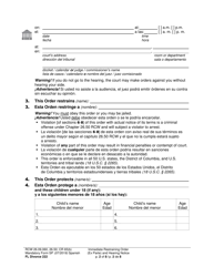 Form FL Divorce222 Immediate Restraining Order (Ex Parte) and Hearing Notice - Washington (English/Spanish), Page 2