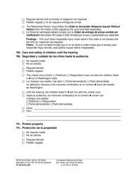 Form FL Divorce222 Immediate Restraining Order (Ex Parte) and Hearing Notice - Washington (English/Spanish), Page 5