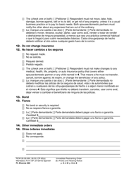 Form FL Divorce222 Immediate Restraining Order (Ex Parte) and Hearing Notice - Washington (English/Spanish), Page 6