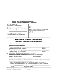 Document preview: Form FL Divorce201 Petition for Divorce (Dissolution) - Washington (English/Spanish)