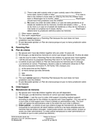 Form FL Divorce201 Petition for Divorce (Dissolution) - Washington (English/Spanish), Page 9