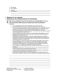 Form FL Divorce221 Motion for Immediate Restraining Order (Ex Parte) - Washington (English/Spanish), Page 13