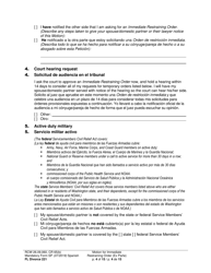 Form FL Divorce221 Motion for Immediate Restraining Order (Ex Parte) - Washington (English/Spanish), Page 4