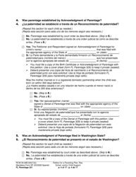 Form FL Parentage331 Petition for Parenting Plan, Residential Schedule, and/or Child Support - Washington (English/Spanish), Page 4