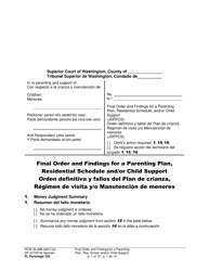 Form FL Parentage333 Final Order and Findings for a Parenting Plan, Residential Schedule and/or Child Support - Washington (English/Spanish)