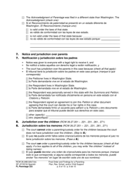 Form FL Parentage333 Final Order and Findings for a Parenting Plan, Residential Schedule and/or Child Support - Washington (English/Spanish), Page 6