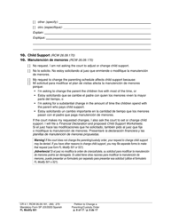 Form FL Modify601 Petition to Change a Parenting Plan, Residential Schedule or Custody Order (Ptmd) - Washington (English/Spanish), Page 8