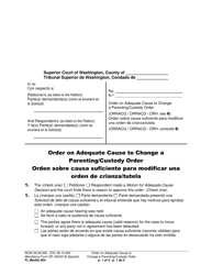Document preview: Form FL Modify604 Order on Adequate Cause to Change a Parenting/Custody Order - Washington (English/Spanish)