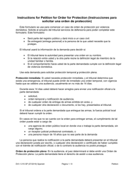 Document preview: Instrucciones para Formulario WPF DV-1.015 Petition for Order for Protection - Washington (Spanish)