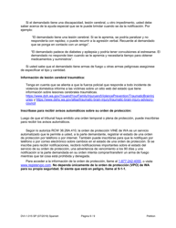 Instrucciones para Formulario WPF DV-1.015 Petition for Order for Protection - Washington (Spanish), Page 9