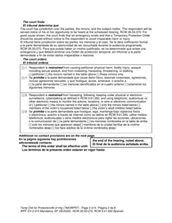 Form WPF DV-2.015 Temporary Order for Protection and Notice of Hearing (Tmorprt) - Washington (English/Spanish), Page 2
