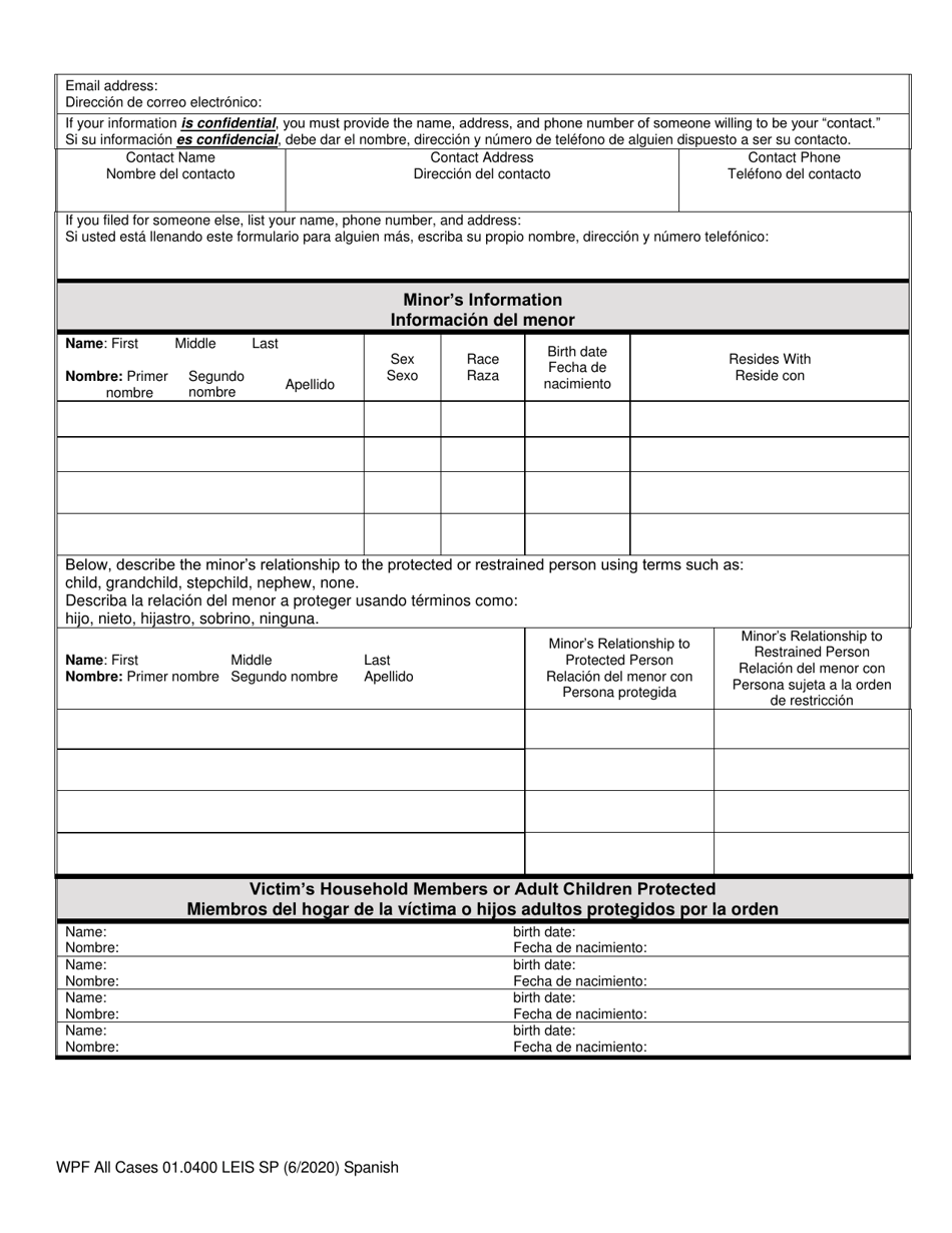 Form WPF All Cases01.0400 Law Enforcement Information Sheet (Leis) - Washington (English / Spanish), Page 3