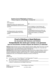 Document preview: Form FL All Family112 Proof of Mailing or Hand Delivery (For Documents After Summons and Petition) - Washington (English/Spanish)