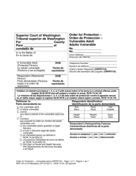 Document preview: Form WPF VA-3.015 Order for Protection - Vulnerable Adult - Washington (English/Spanish)