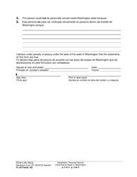 Form FL All Family102 Declaration: Personal Service Could Not Be Made in Washington - Washington (English/Spanish), Page 2