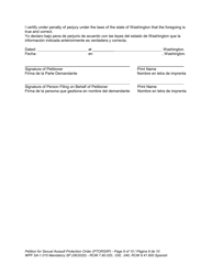 Form WPF SA-1.015 Petition for Sexual Assault Protection Order (Ptorsxp) - Washington (English/Spanish), Page 10