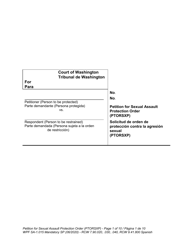 Form WPF SA-1.015 Petition for Sexual Assault Protection Order (Ptorsxp) - Washington (English/Spanish)